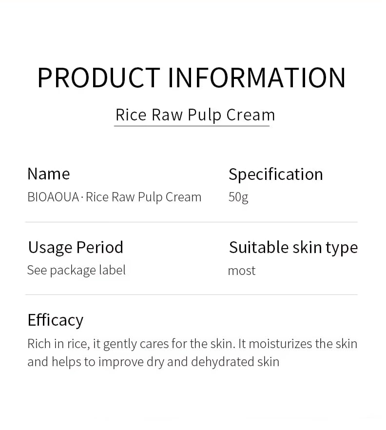 Bioaqua Rice Raw Pulp Face Cream 50g – Hydrating & Nourishing Moisturizer - Image 6
