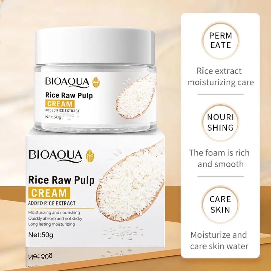 Bioaqua Rice Raw Pulp Face Cream 50g – Hydrating & Nourishing Moisturizer - Image 2